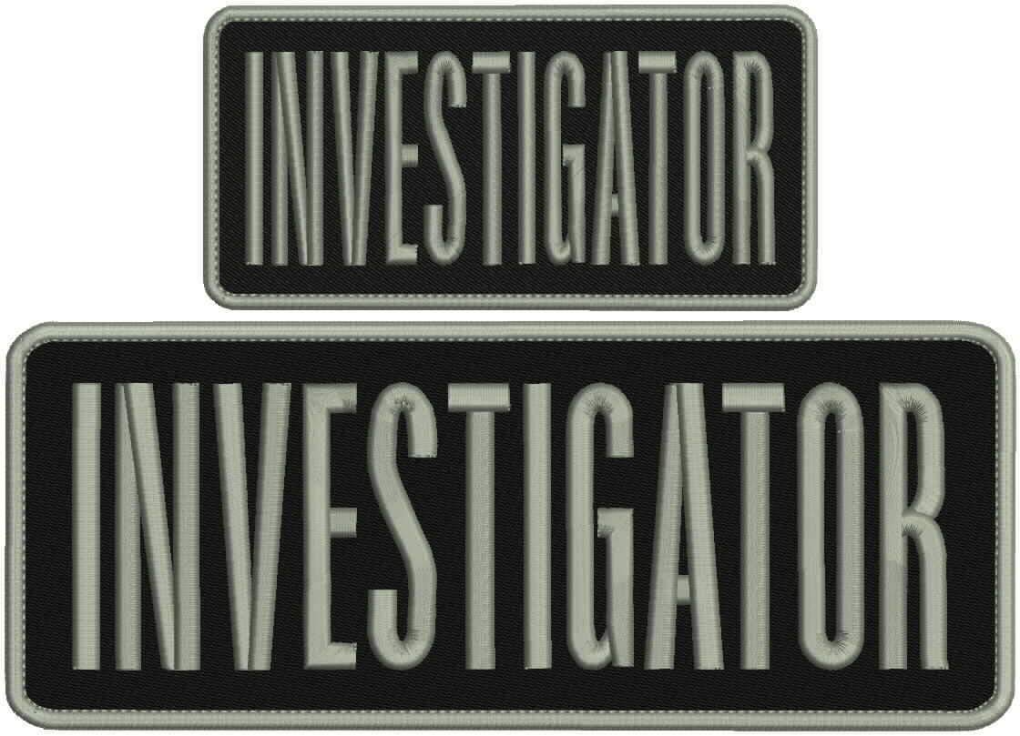 Custom Embroidered Patches for Women & Men - Investigator Silver Letter & Border Iron-On/Sew-On Badges - Perfect for Jackets, Hats, Backpacks & DIY Crafts