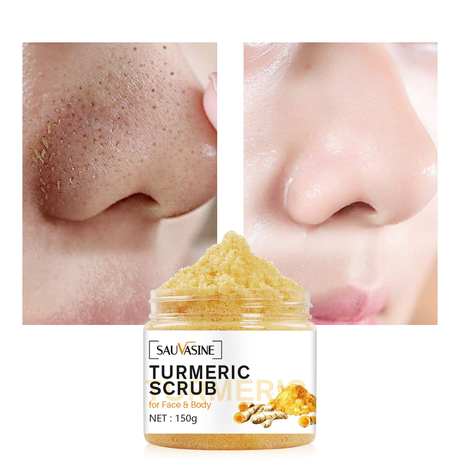 Organic Turmeric Body Scrub for Face & Lips - Exfoliating & Hydrating Skincare Treatment with Anti-Aging Benefits | Deep Cleansing Hand, Foot & Body Scrub for Women | Perfect for Spa Days, Dry Skin Care & Pre-Makeup Prep