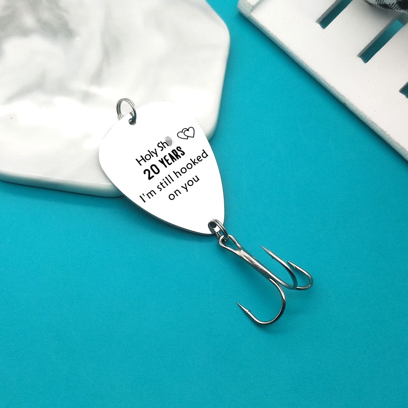 20th Wedding Anniversary Fishing Hook Gift for Husband - 'I'm Still Hooked on You' Personalized Fishing Lure - Romantic 20 Year Anniversary Present for Him - Perfect for Christmas, Valentine's Day & Special Occasions - Great for Anglers & Outdoor Enthusiasts