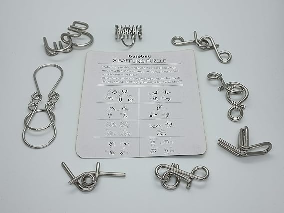 Brain Teasers Metal Wire Puzzle Toys - 16 Set IQ Brain Teaser Games for Adults & Kids (Yellow & Blue) | Perfect for Gifts, Party Favors, Classroom Prizes & Cognitive Training | Great for Travel, Office Breaks & Family Game Nights