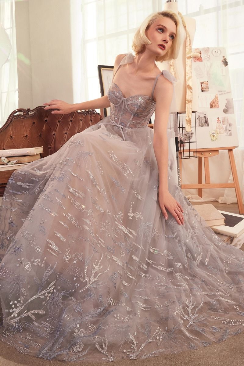 Andrea & Leo Under the Sea Embroidered Gown for Women - Elegant Floral Embroidery Beach Wedding Dress, Perfect for Beach Vacations, Summer Parties and Special Occasions