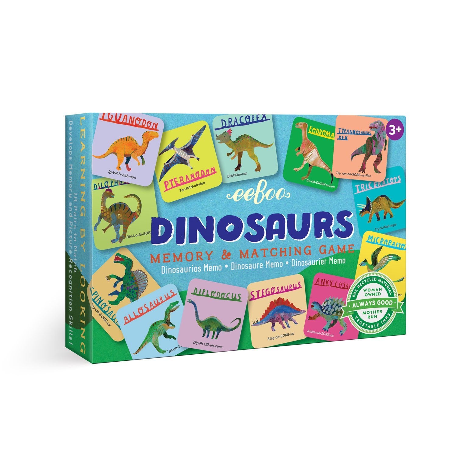 eeBoo Memory Match Mini Game – Dinosaur Themed Educational Toy for Kids | Fun Learning Activity for Preschool & Kindergarten