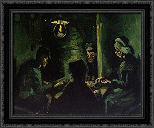 Vincent van Gogh 'Four Peasants At A Meal' Canvas Art Print - 24x20 Inch Black Ornate Wood Frame - Study for 'The Potato Eaters' - Perfect for Living Room, Dining Room, or Office Wall Decor