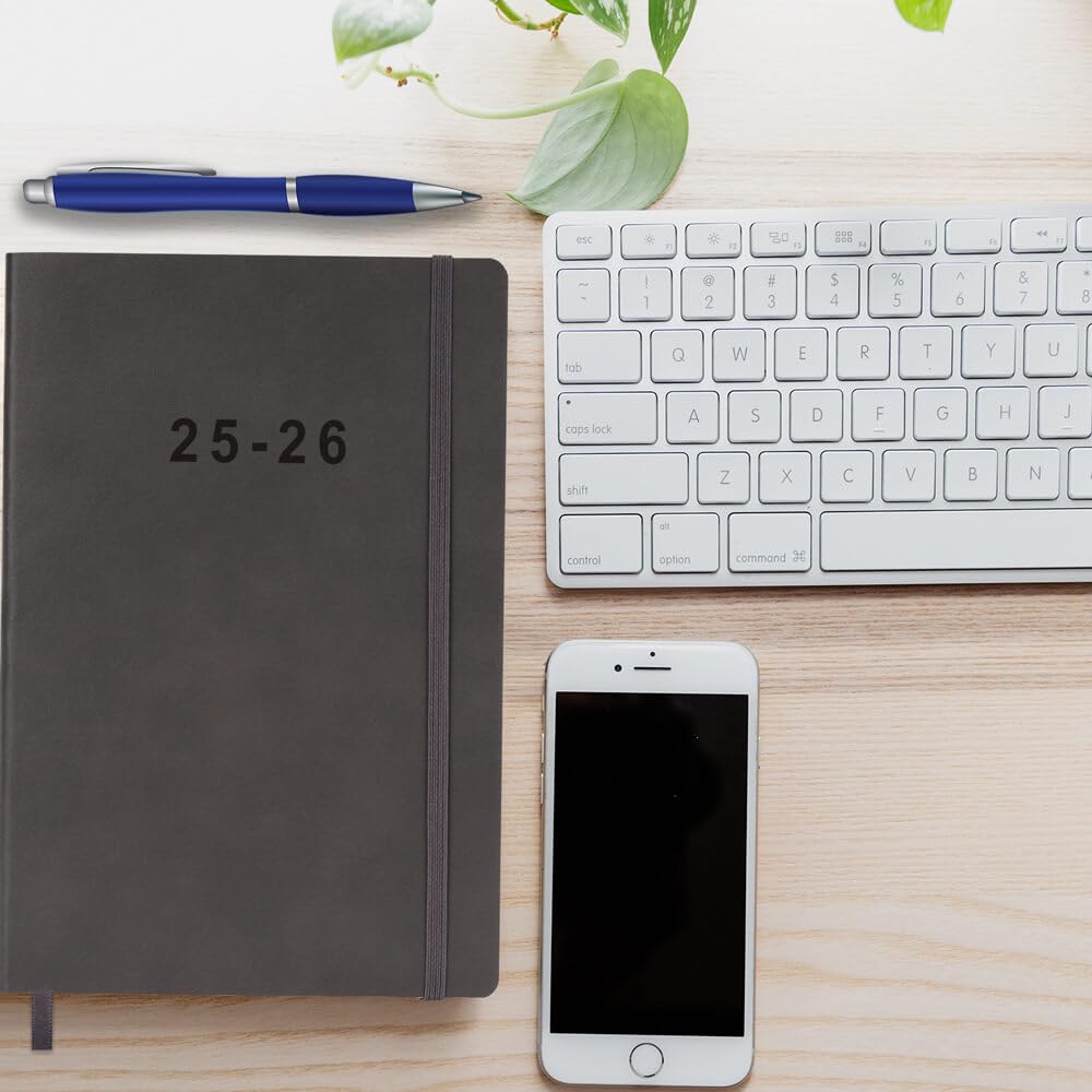 2025-2026 Weekly & Monthly Planner with Vegan Leather Cover - July 2025 to June 2026 Academic Calendar - Includes Holidays, Notes Pages & Elastic Closure - 5.5