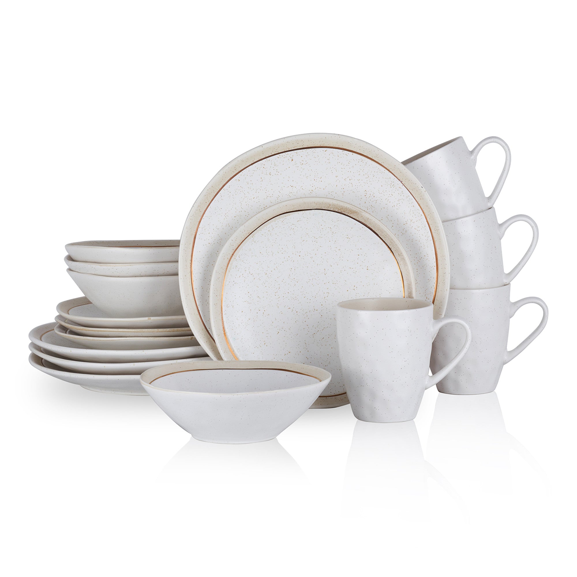 Premium Clara Porcelain Dinnerware Set - 16-Piece Elegant White Dinner Plates, Bowls & Mugs - Perfect for Formal Dining, Wedding Registry & Holiday Entertaining