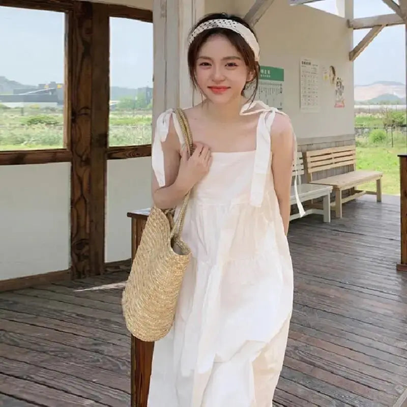 Stylish White Bandage Midi Dress for Women - Summer Beach Sundress with Sweet Casual Design - Perfect for Vacation, Date Night & Outdoor Parties