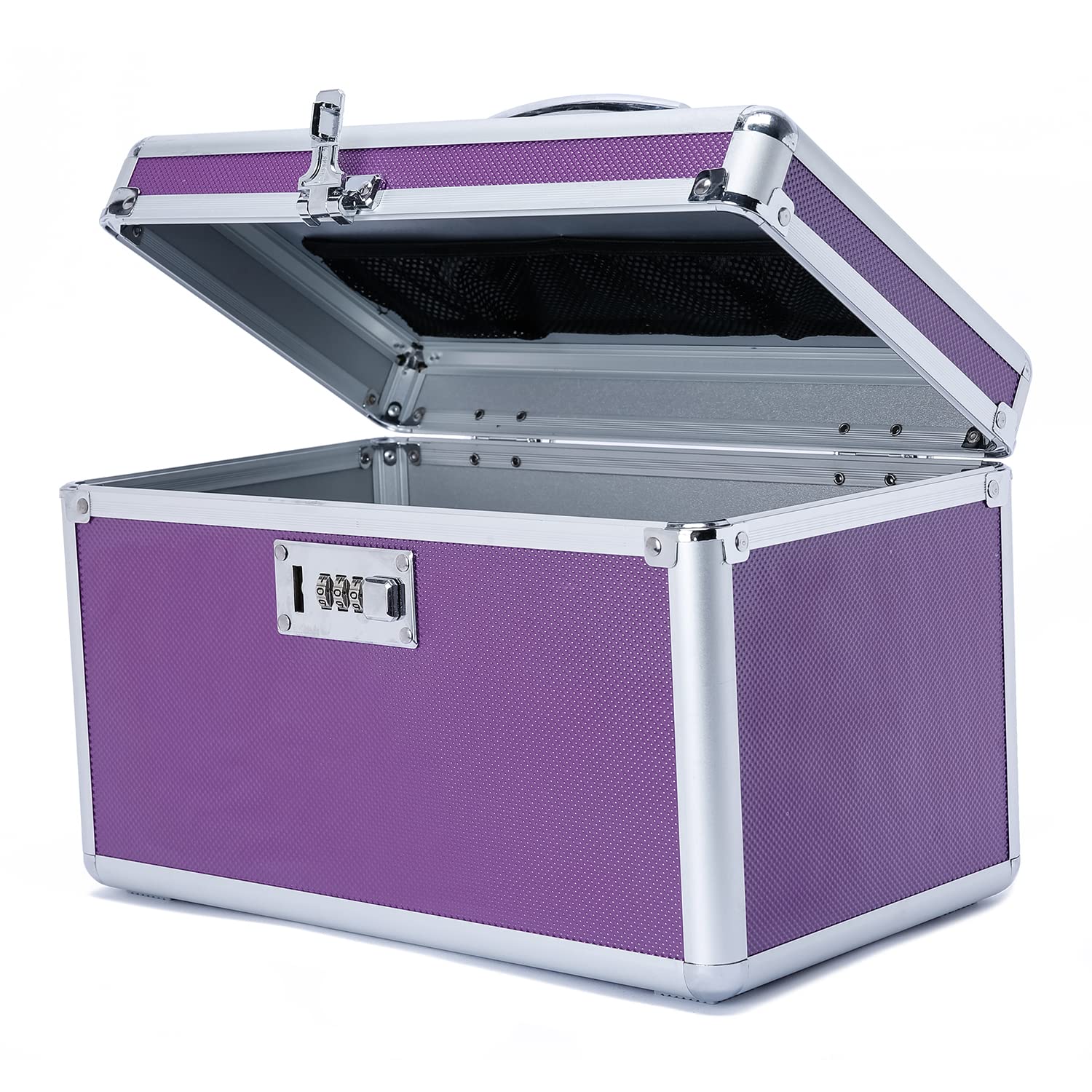HEWEI WORKS Lockable Baby Proof Medical Box - Portable First Aid Kit Organizer with Combination Lock, Empty Multipurpose Storage Case (Medium, Purple) | Ideal for Home Safety, Travel Essentials & Medicine Organization