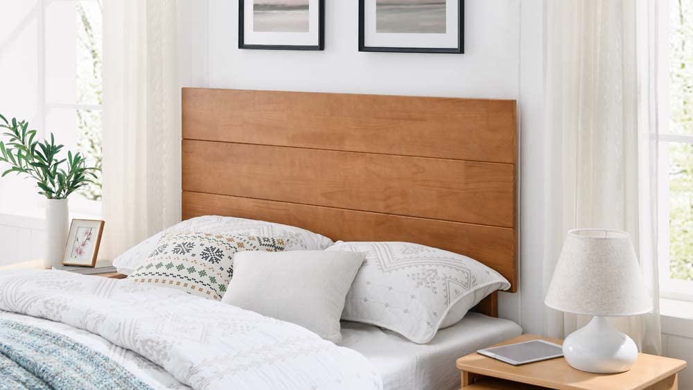 Solid Wood Headboard for Queen & King Size Beds - Teak Flat Panel Design | Compatible with Floating Bed Frames | Perfect for Modern Bedrooms & Guest Rooms
