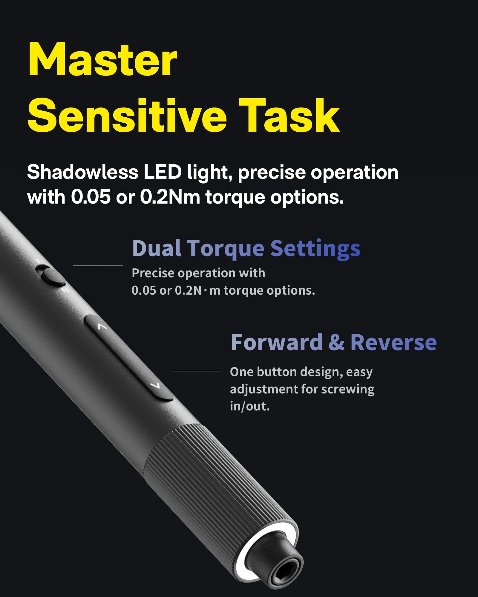 HOTO Mini Electric Screwdriver Set with 25 Magnetic S2 Bits - 170RPM Precision USB-C Rechargeable Tool with LED Light & 2 Torque Settings - Perfect for Eyeglasses Repair, Electronics, DIY Projects & Home Maintenance