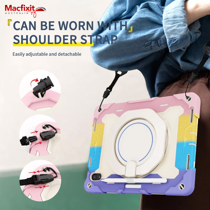 Shockproof Rotating Handle Case for iPad 10th Generation (2022) 10.9 Inch - 360° Swivel Stand with Grip Protection for Work, Travel & Home Use