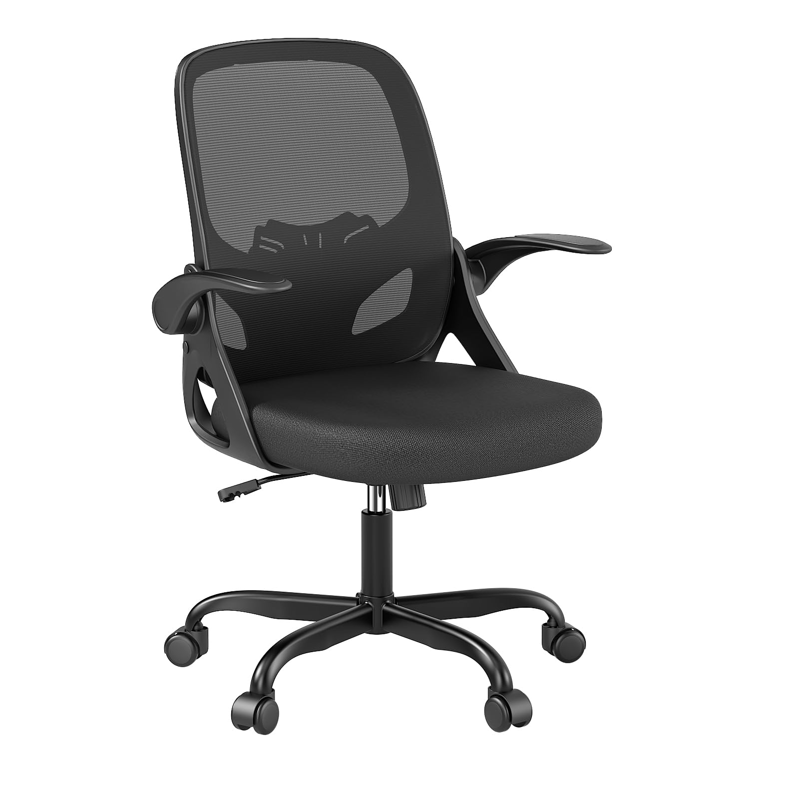 Ergonomic Home Office Chair with Lumbar Support & Breathable Mesh - Adjustable Flip-Up Arms, Modern Desk Chair for Work & Study - Perfect for Home Office, Gaming & Remote Work (Black)