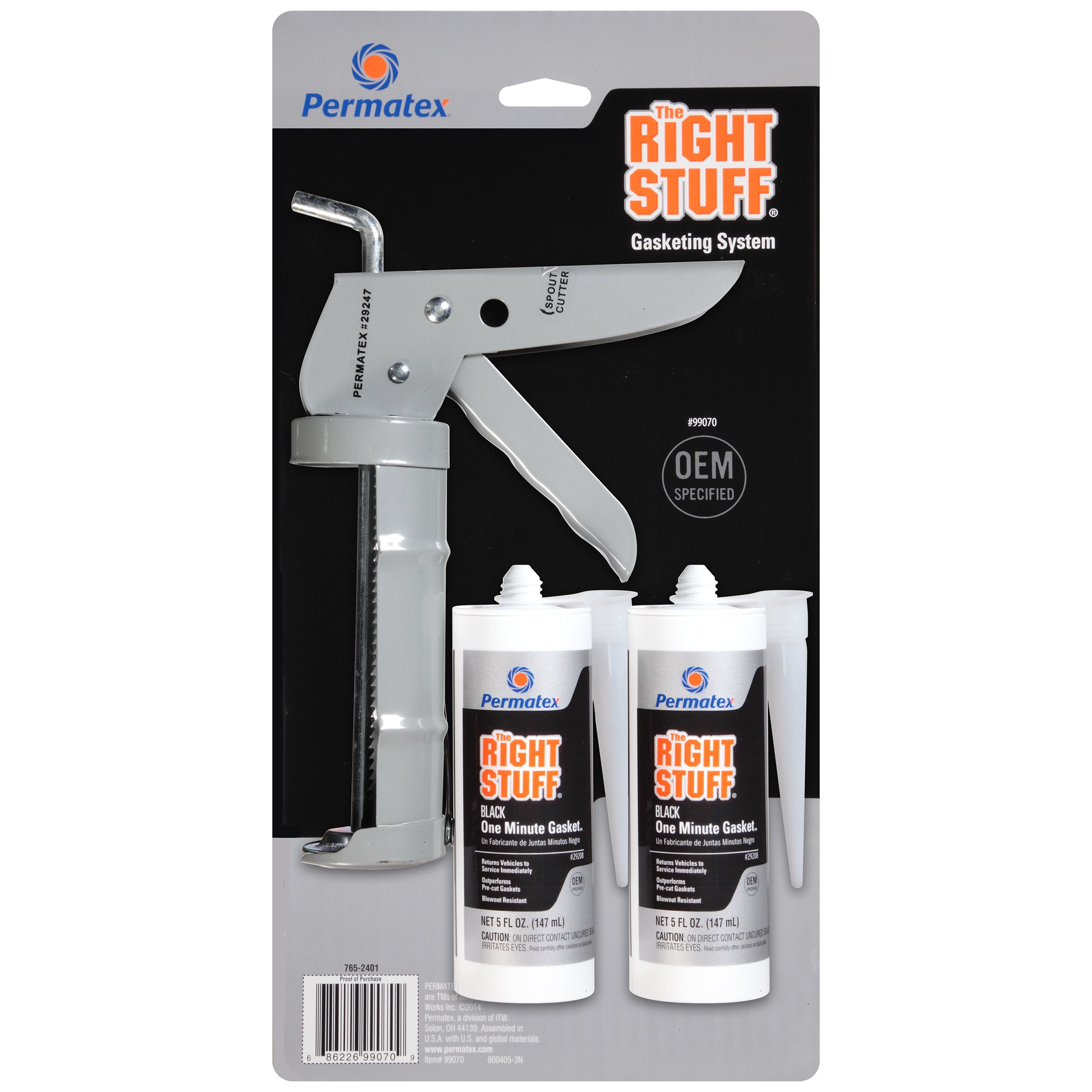 Permatex 99070-4PK The Right Stuff Gasket Maker, 5 oz. - 2 Pack with Caulking Gun (4 Pack) - High Performance Automotive Sealant for Engine Gaskets, Oil Pans & Transmission Covers - Ideal for DIY Car Repairs & Professional Mechanics