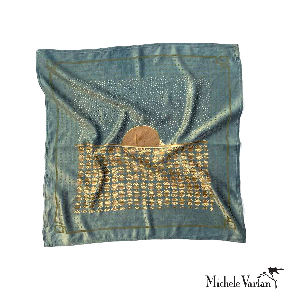 Handmade Block Printed Bandana - Surya Blue Cotton Scarf for Men & Women - Perfect for Yoga, Travel, and Outdoor Activities