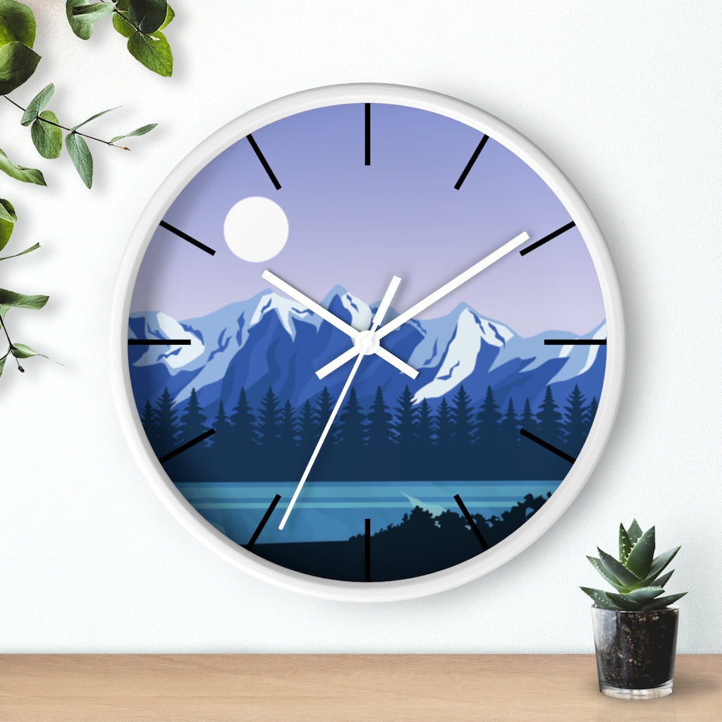 Blue Mountain Wall Clock - Large Silent Non-Ticking Modern Decor for Living Room, Bedroom & Office - Perfect for Home, Office & Gifts