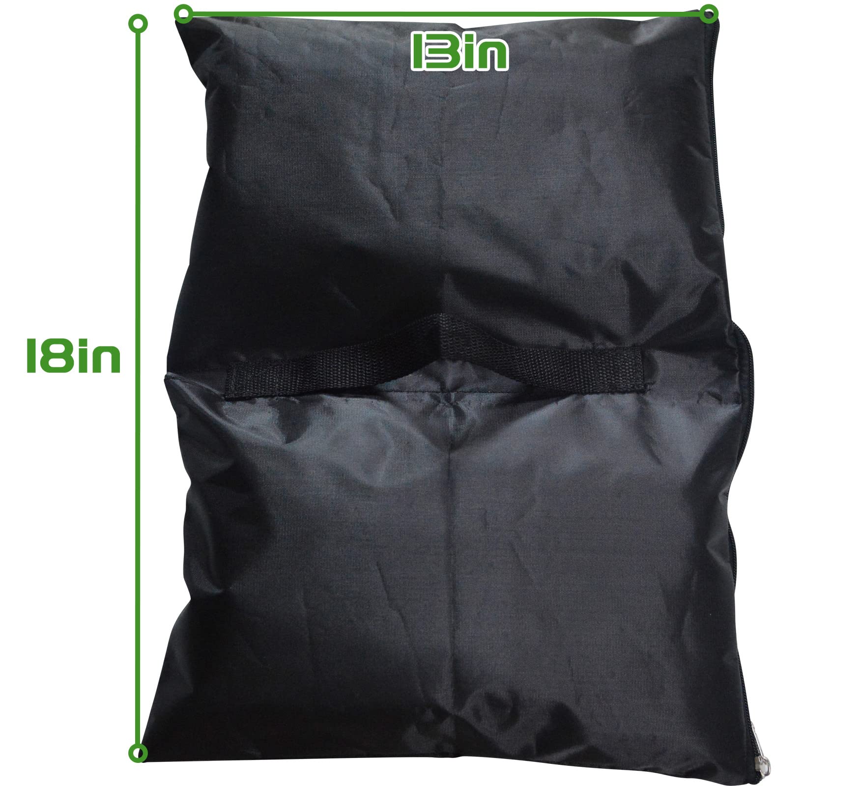 Black Sandbags for Photography - 2 Pack Empty Sand Bags with Zipper & Handle - Portable Weights for Light Stands, Tripods & Tents - Perfect for Outdoor Photo Shoots, Studio Lighting & Equipment Stabilization