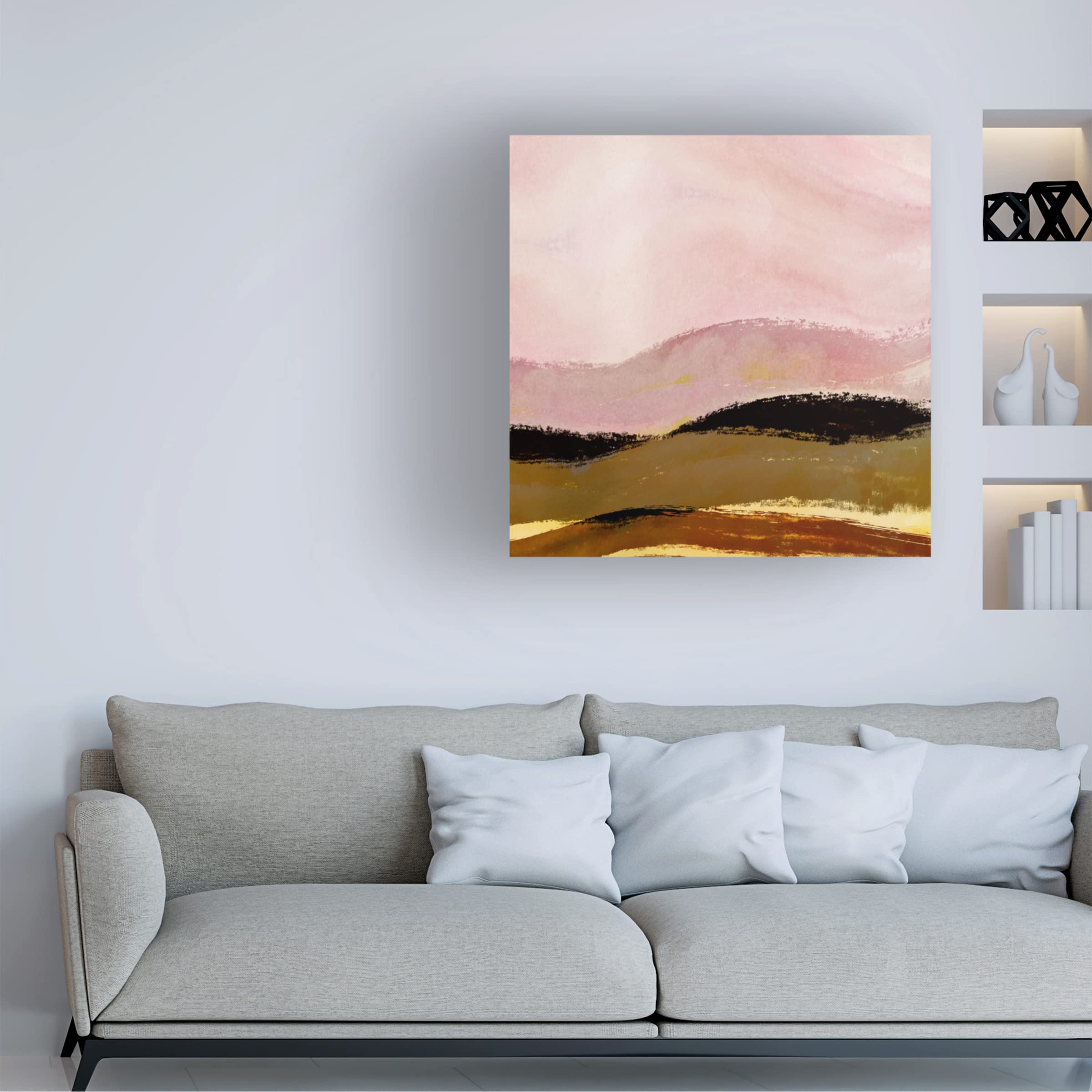 Trademark Fine Art 'Landscape in Pastel and Black II' Canvas Wall Art Print by Cora Niele - Modern Abstract Painting for Living Room, Bedroom & Office Decor