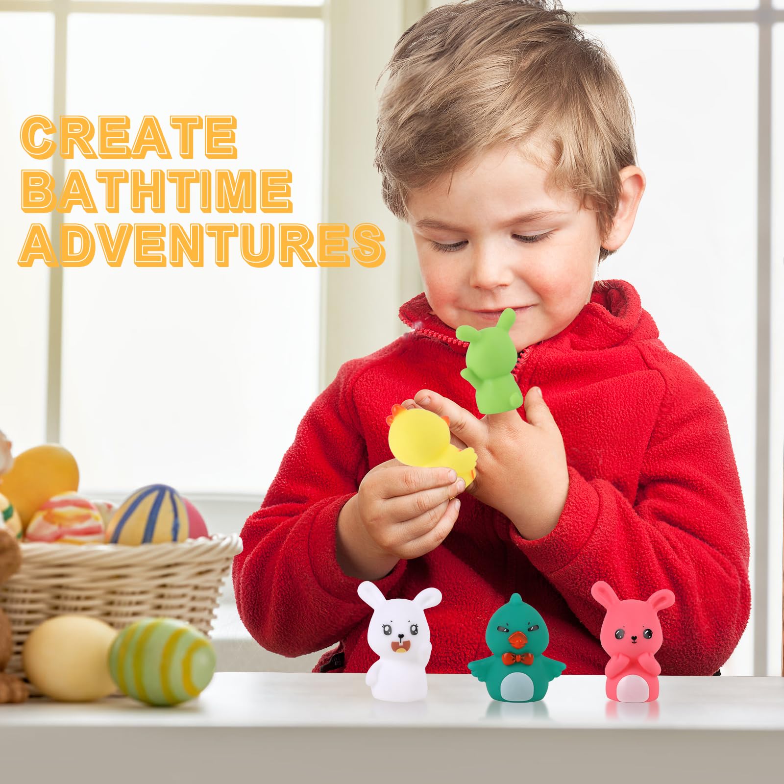 CCINEE 5-Piece Easter Finger Puppet Toys Set - Bunny & Chick Puppets for Easter Basket Stuffers, Party Favors, Storytelling & Teaching | Perfect for Classroom Activities, Easter Egg Hunts & Kids' Role Play Games