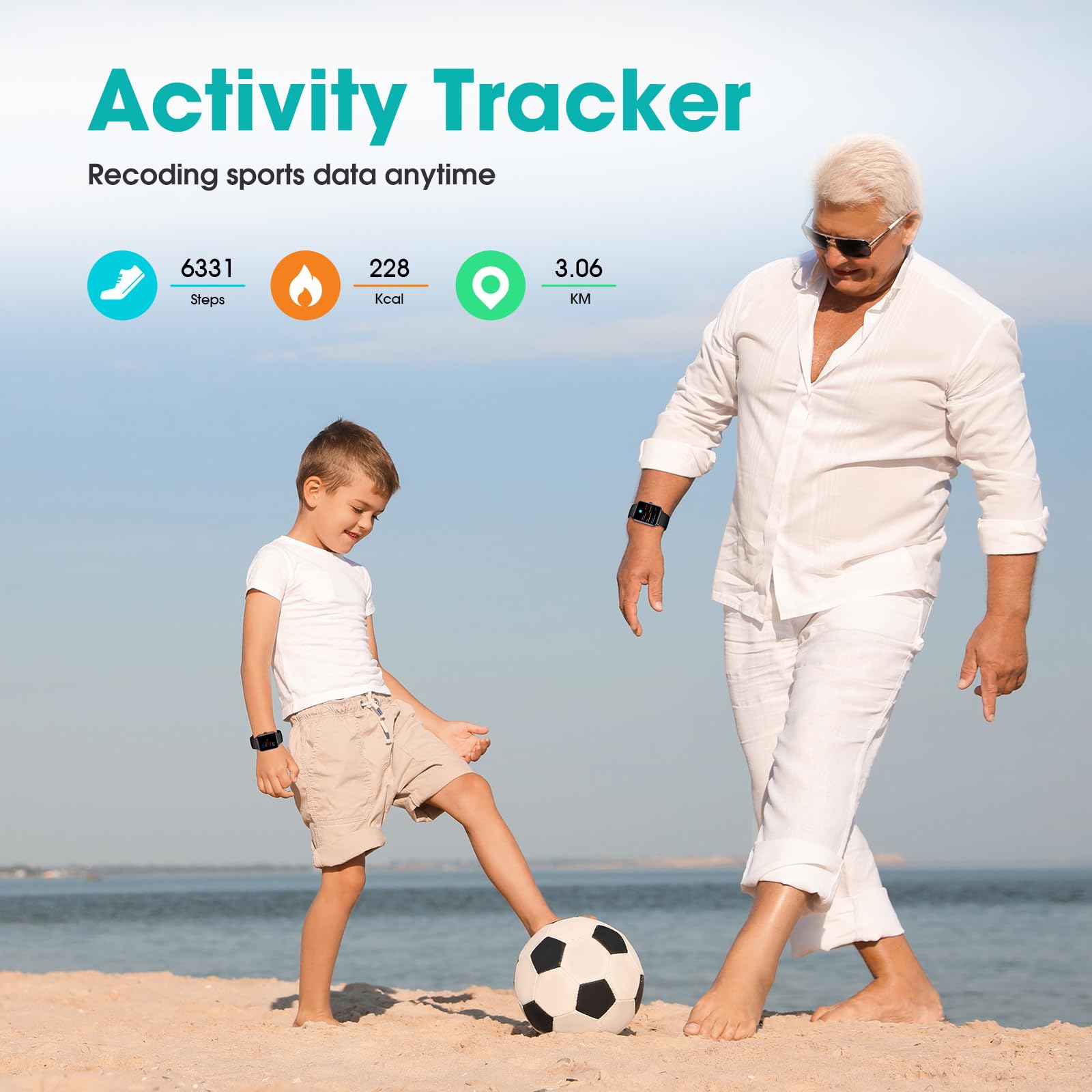 **Smart Watch for Seniors - Step Counter, Pedometer, Sleep & Fitness Tracker - No App/Phone Required - Waterproof Activity Tracker for Teens & Adults - Perfect Gift for Family - Ideal for Walking, Running & Daily Health Monitoring**