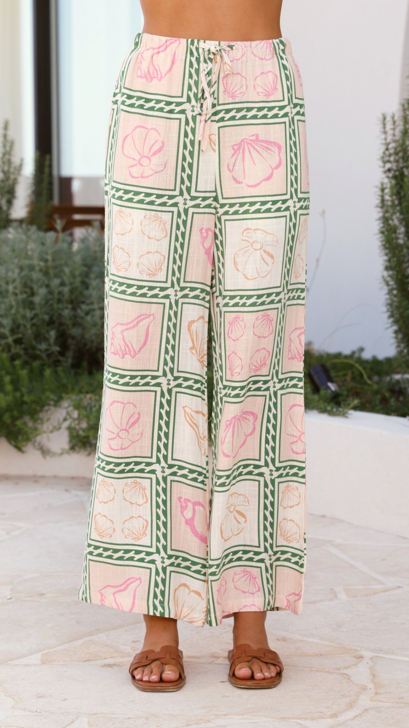Lisa Pants - Stylish Coastal Print Women's Beach Pants for Summer Vacation & Casual Outings