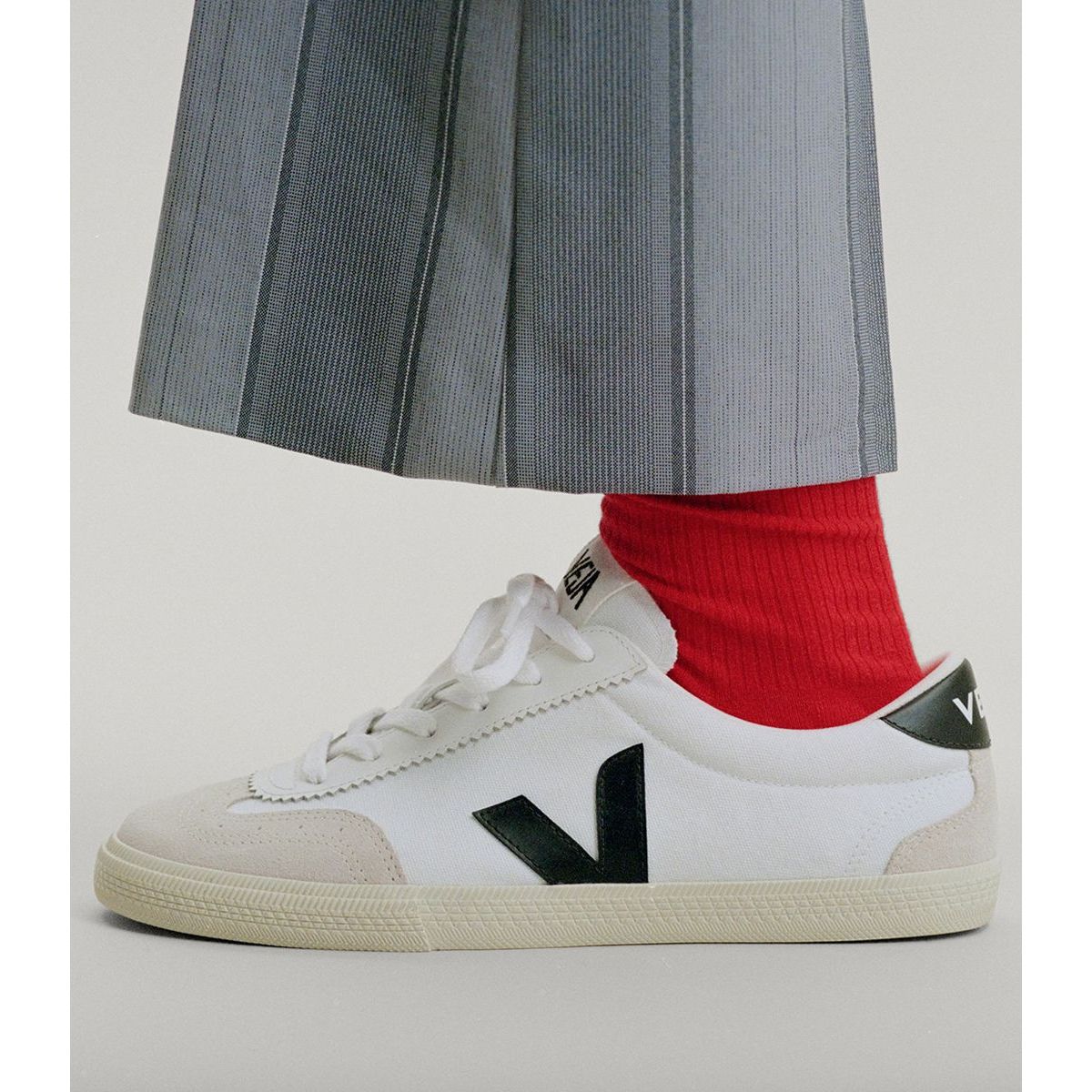 Veja Men's Volley Canvas Sneakers - White & Black Casual Shoes for Men | Eco-Friendly Sneakers for Everyday Wear, Walking & Street Style