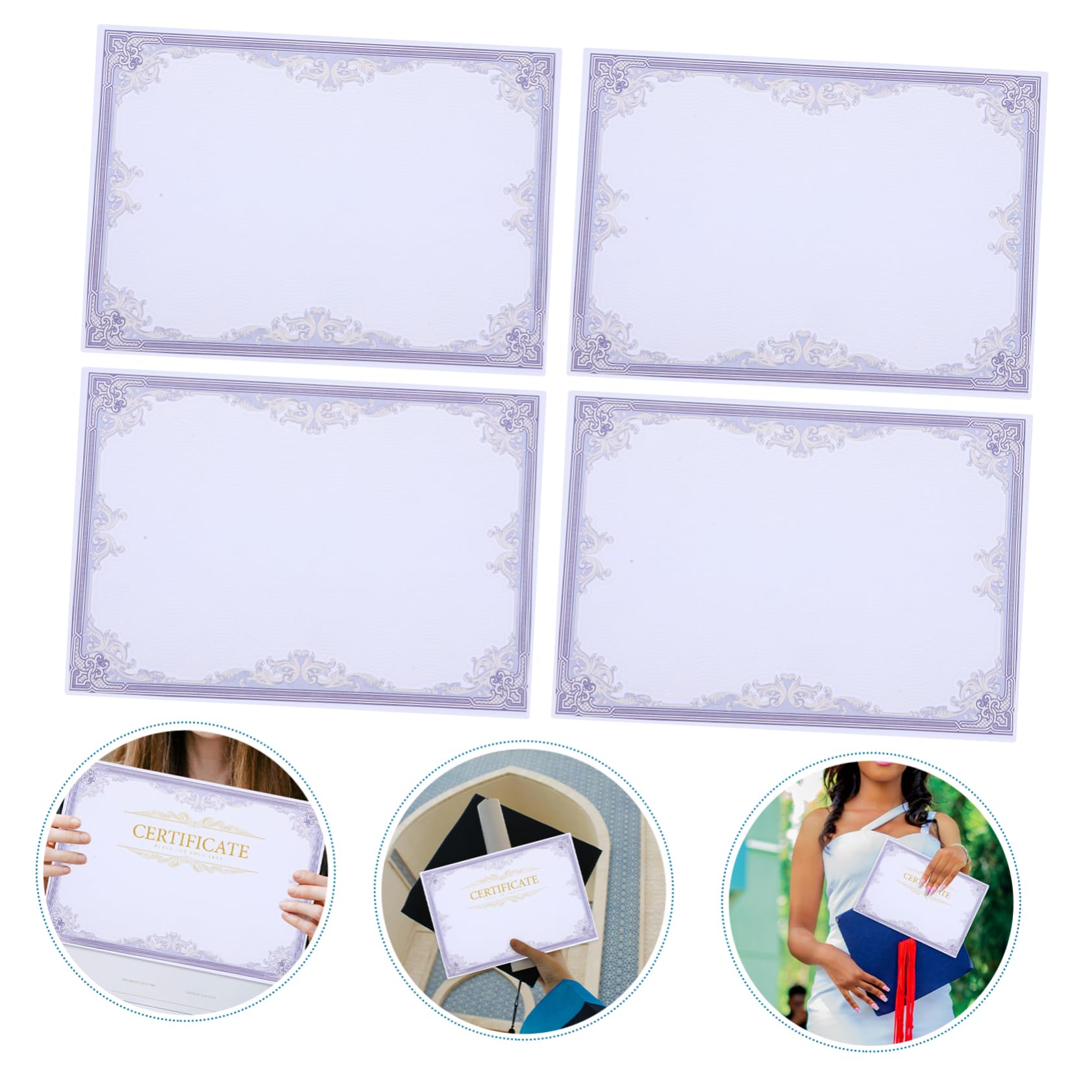 CAXUSD 50 Sheets Blank Certificate Paper - Premium Diploma Paper with Round Corners & Smooth Edges for Printing, Awards & Commendations | Perfect for Graduation Certificates, Achievement Awards & Professional Documents