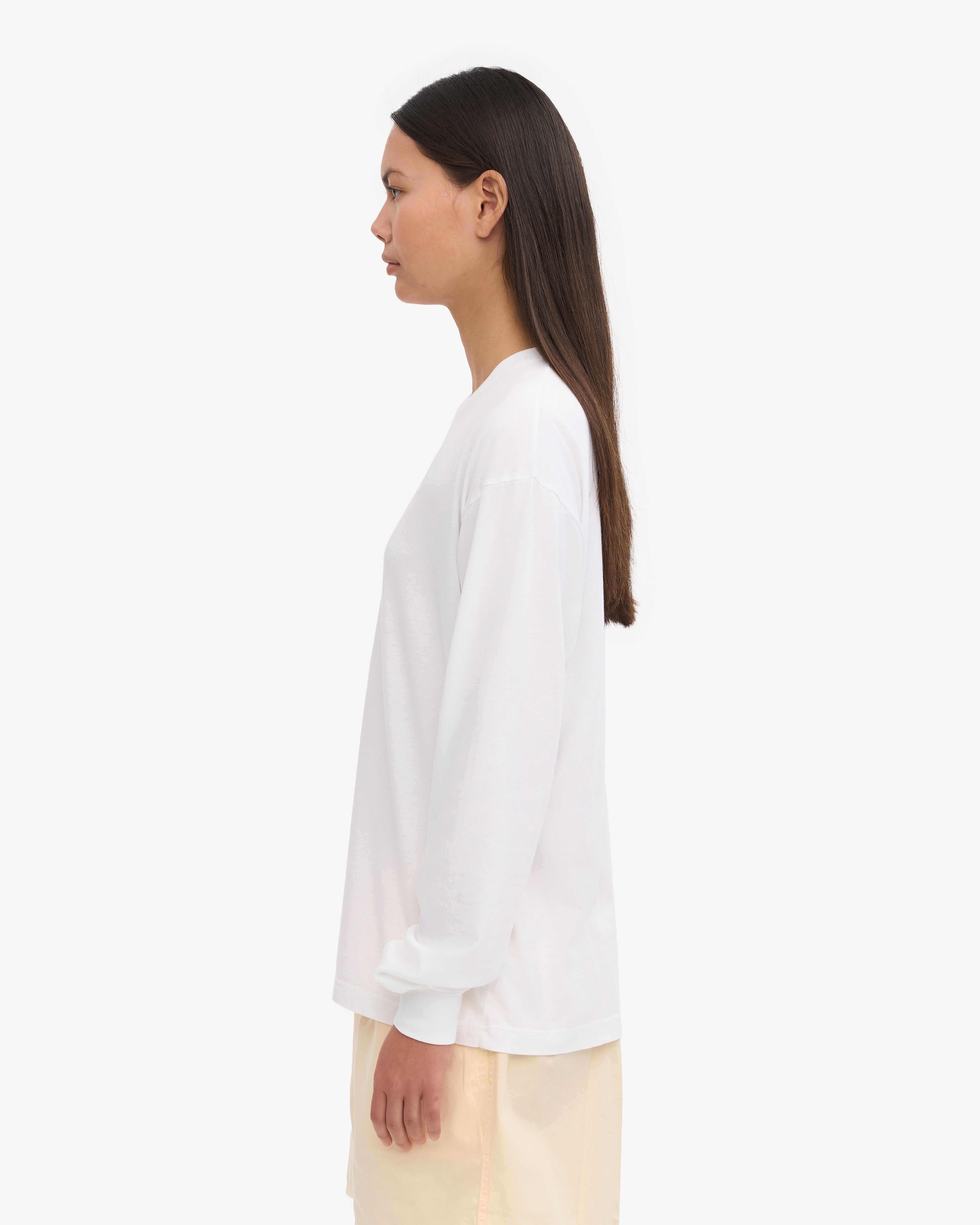 Organic Cotton Oversized Long Sleeve T-Shirt for Women - Soft Breathable Optical White - Perfect for Casual Wear, Loungewear & Layering