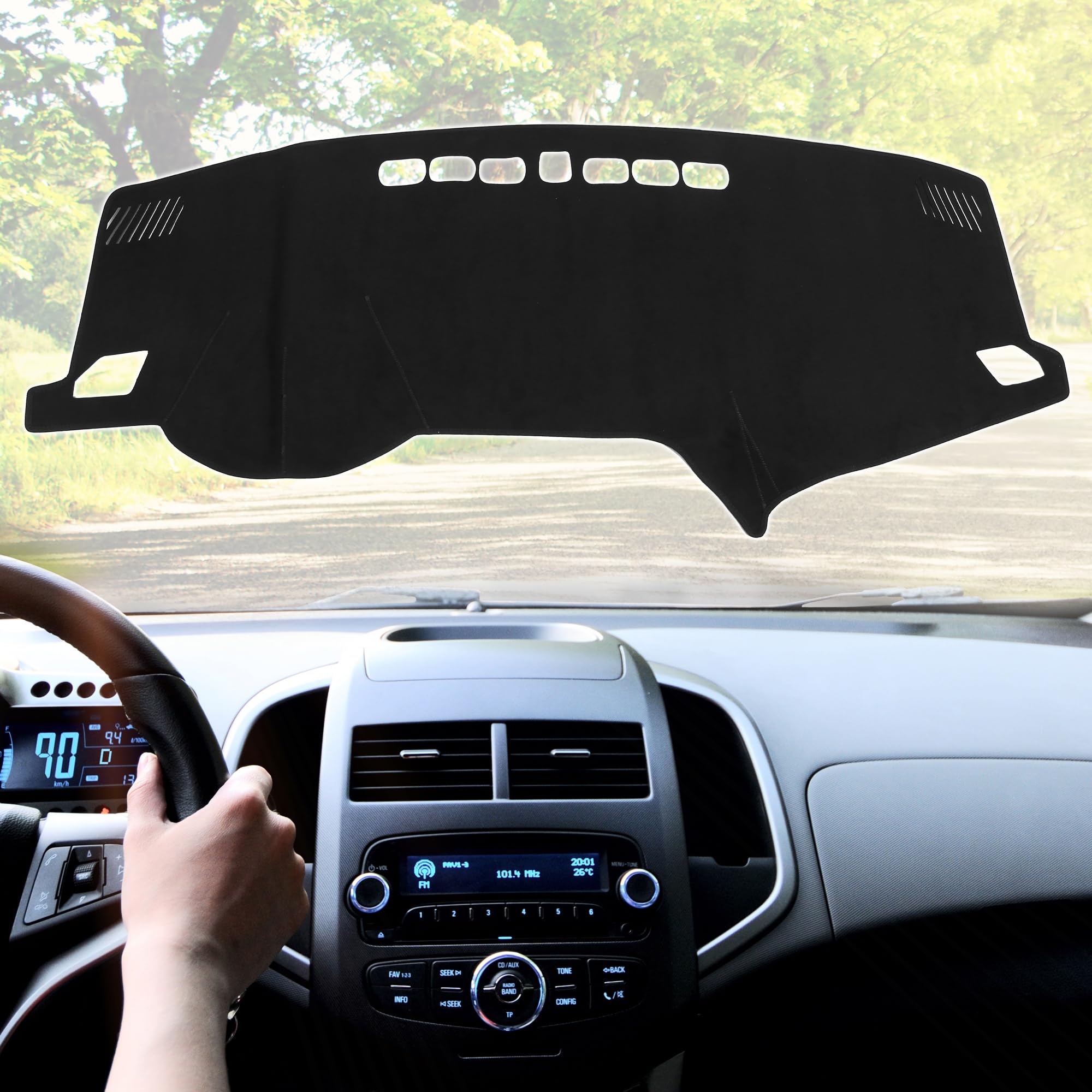 **X AUTOHAUX Premium Suede Dashboard Cover Mat - Non-Slip Carpet Protector for Hyundai Sonata 9 (2015-2018) - Black | Perfect for Sun Protection & Interior Upgrade**