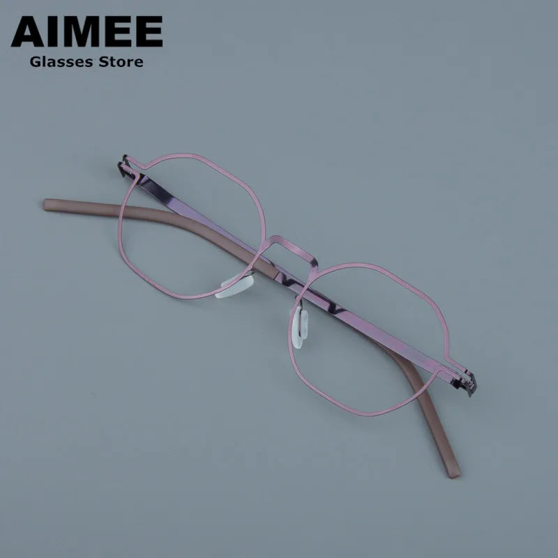 Aimee Women's Full Rim Polygon Oval Screwless Steel Eyeglasses Frame 13546 - Trendy Geometric Glasses for Work, Reading & Fashion Accessories