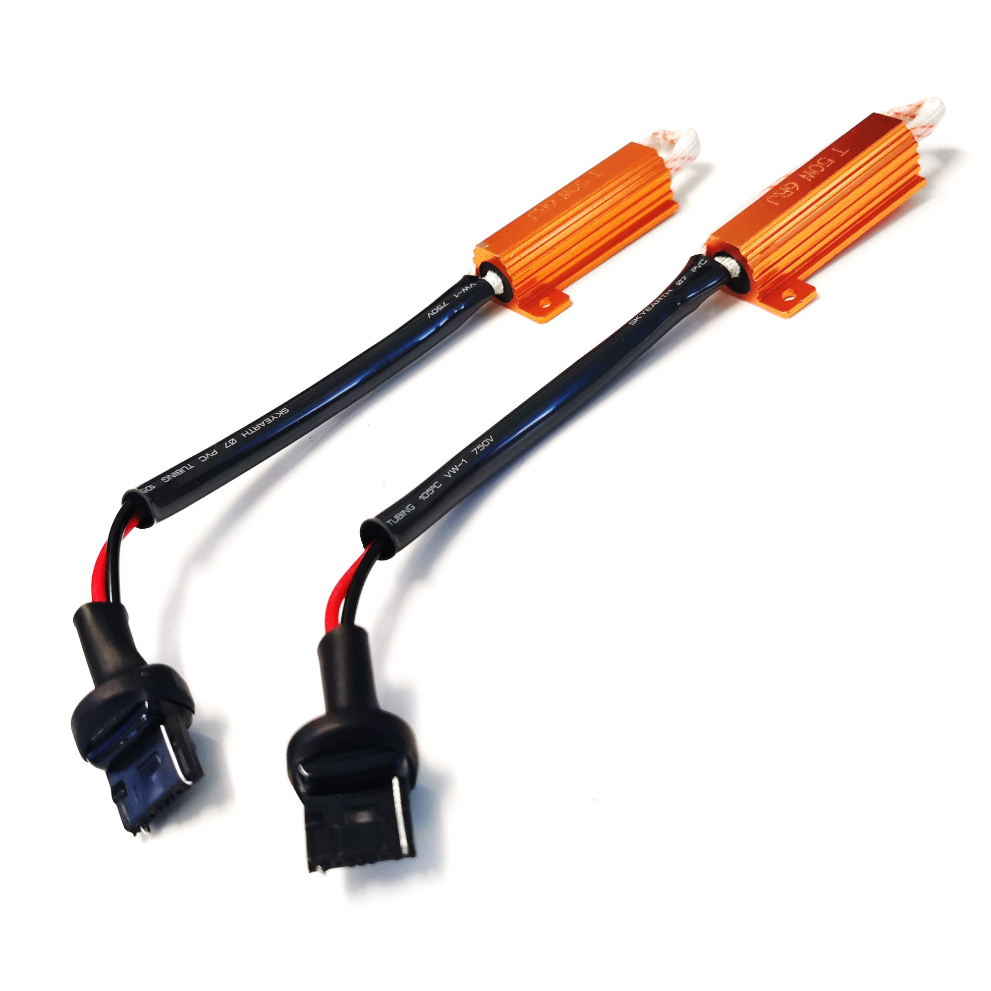 50W 6 Ohm Load Resistors with Inline 7440 Male Connectors - LED Turn Signal Bypass Resistor Kit for Automotive Lighting Fix (Set of 2) - Prevent Hyper Flash & Error Codes in Cars, Trucks, Motorcycles