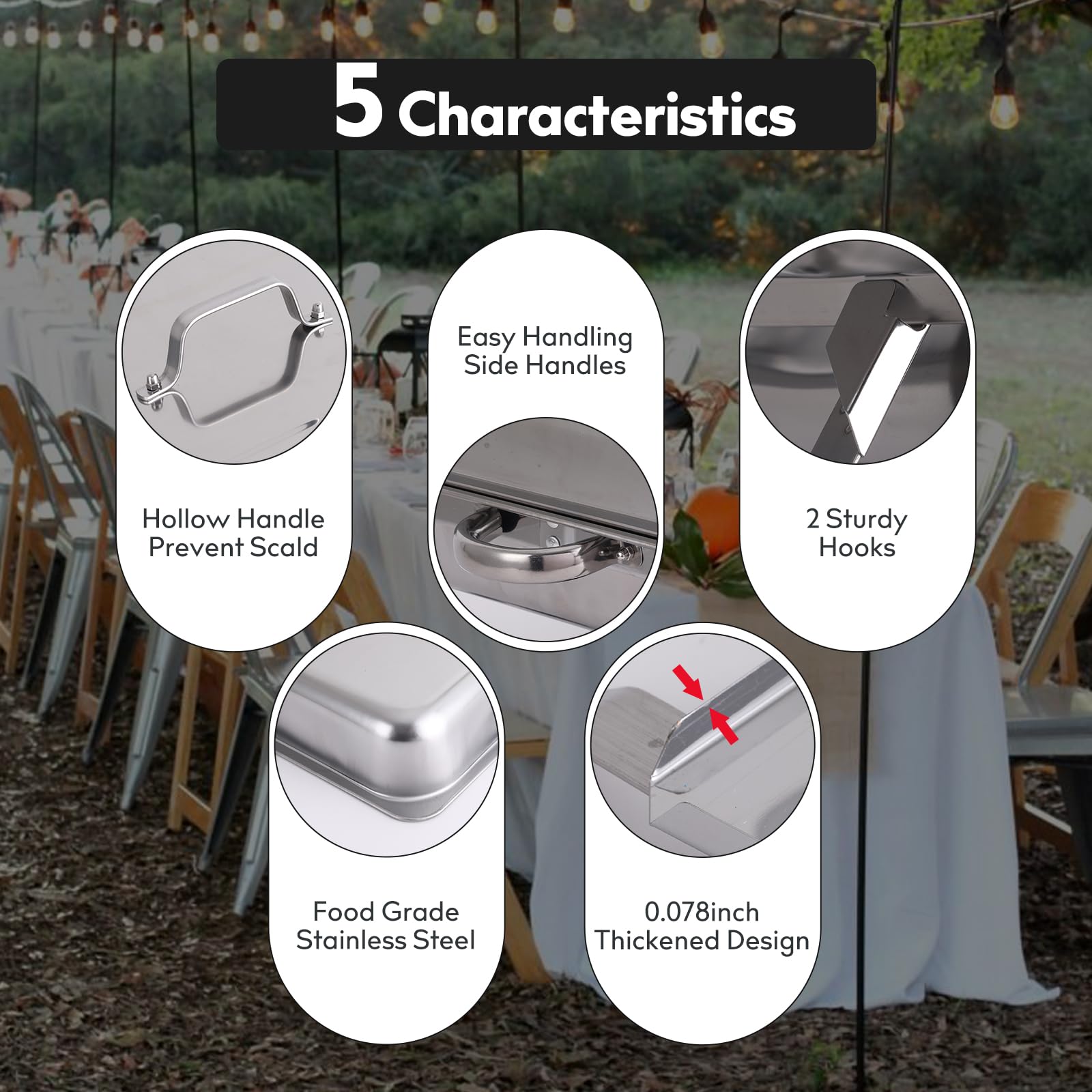 4 Pack 8QT Stainless Steel Chafing Dish Buffet Set - 2 Full Size, 2 Half Size & 3 1/3 Size Food Pans - Catering Food Warmers for Party, Wedding, Banquet, Buffet & Catering Events - Perfect for Keeping Food Hot at Events, Restaurants & Home Entertaining