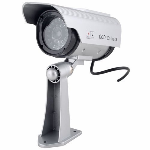 2 Pack Solar-Powered Fake Security Cameras with LED Light - Waterproof Outdoor Dummy CCTV Camera for Home, Yard & Business Deterrent (Day/Night Use)
