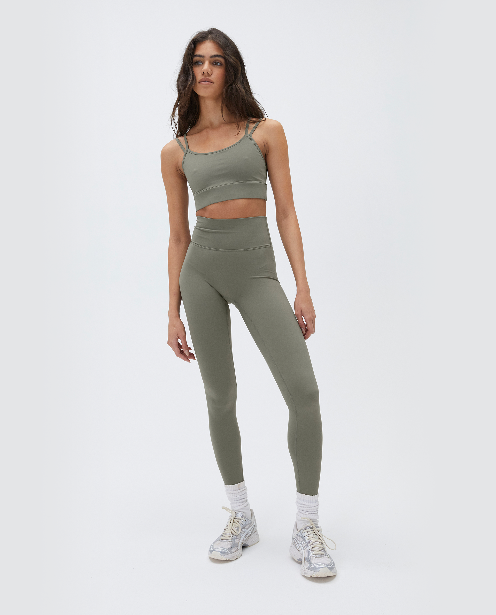 Premium High-Waisted Yoga Leggings for Women - Olive Green - Moisture-Wicking & Tummy Control - Perfect for Workouts, Running & Lounge Wear