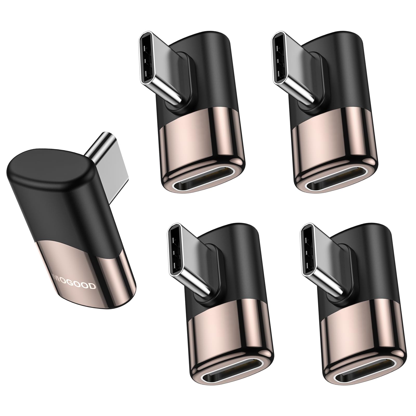 5-Pack MOGOOD Right Angle USB C Extender Adapter - 90 Degree USB Type C Thunderbolt 3/4 Extension for Steam Deck, MacBook Pro, iPad Pro, Tablets, Phones & Nintendo Switch - Perfect for Gaming, Charging & Data Transfer in Tight Spaces