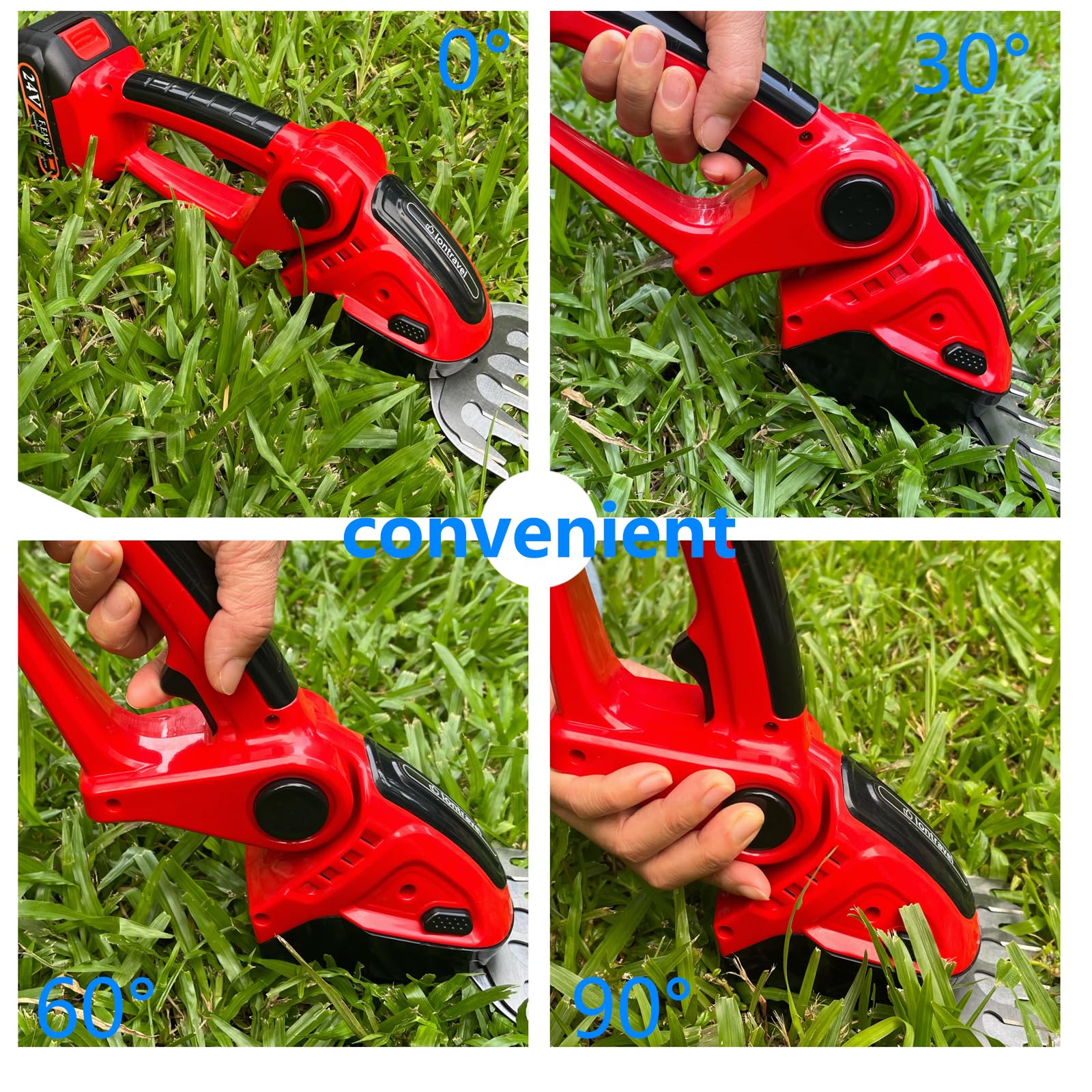 24V Cordless Hedge Trimmer - Electric Shrub & Grass Shears with 2 Rechargeable Batteries, Charger & Toolbox - Lightweight Handheld Garden Lawn Cutter for Professional Landscaping & Home Yard Maintenance