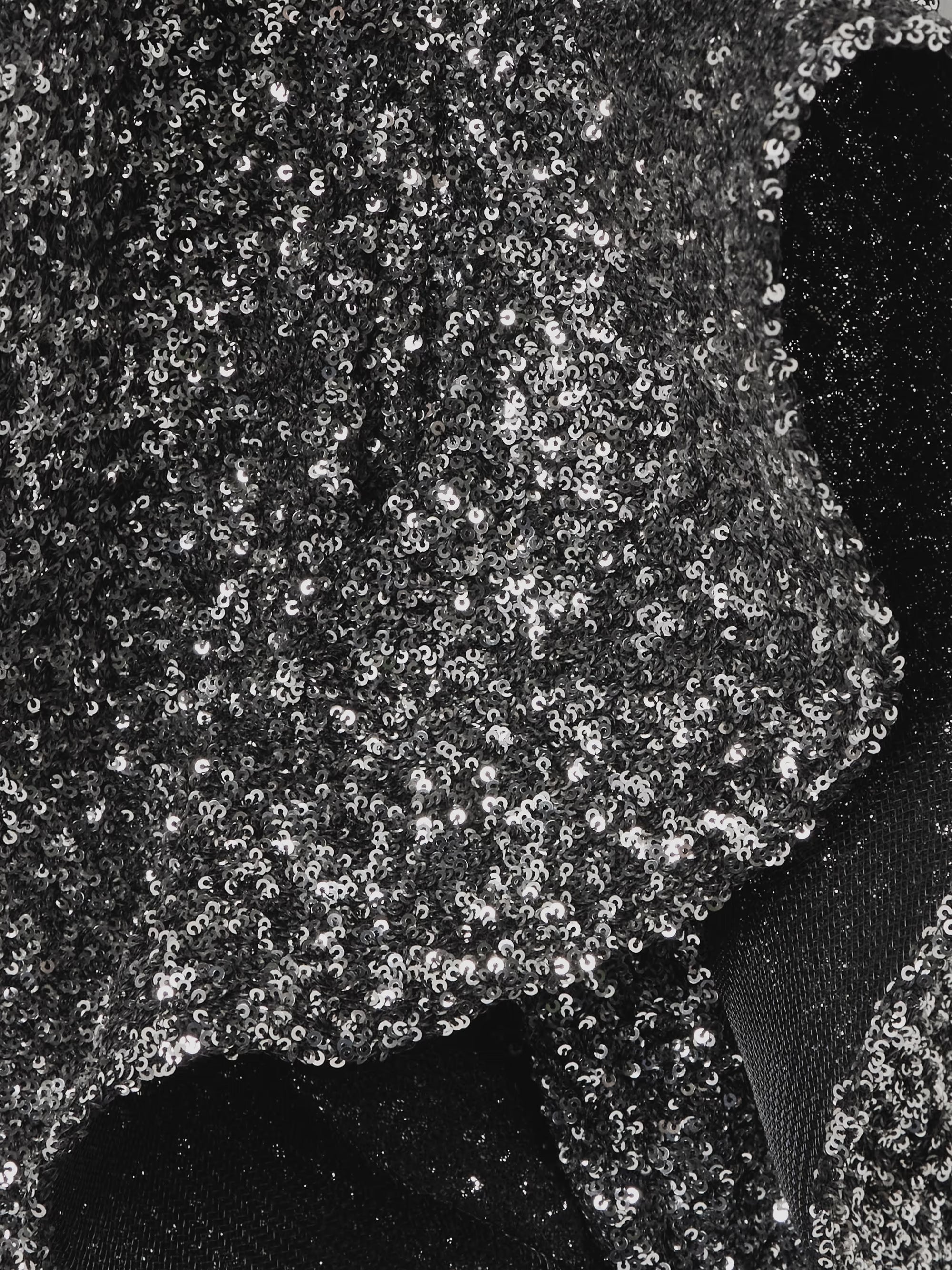 Elegant Asymmetrical Ruffled Sequin Crepe Gown in Silver - Perfect for Evening Galas, Prom Nights & Special Occasions