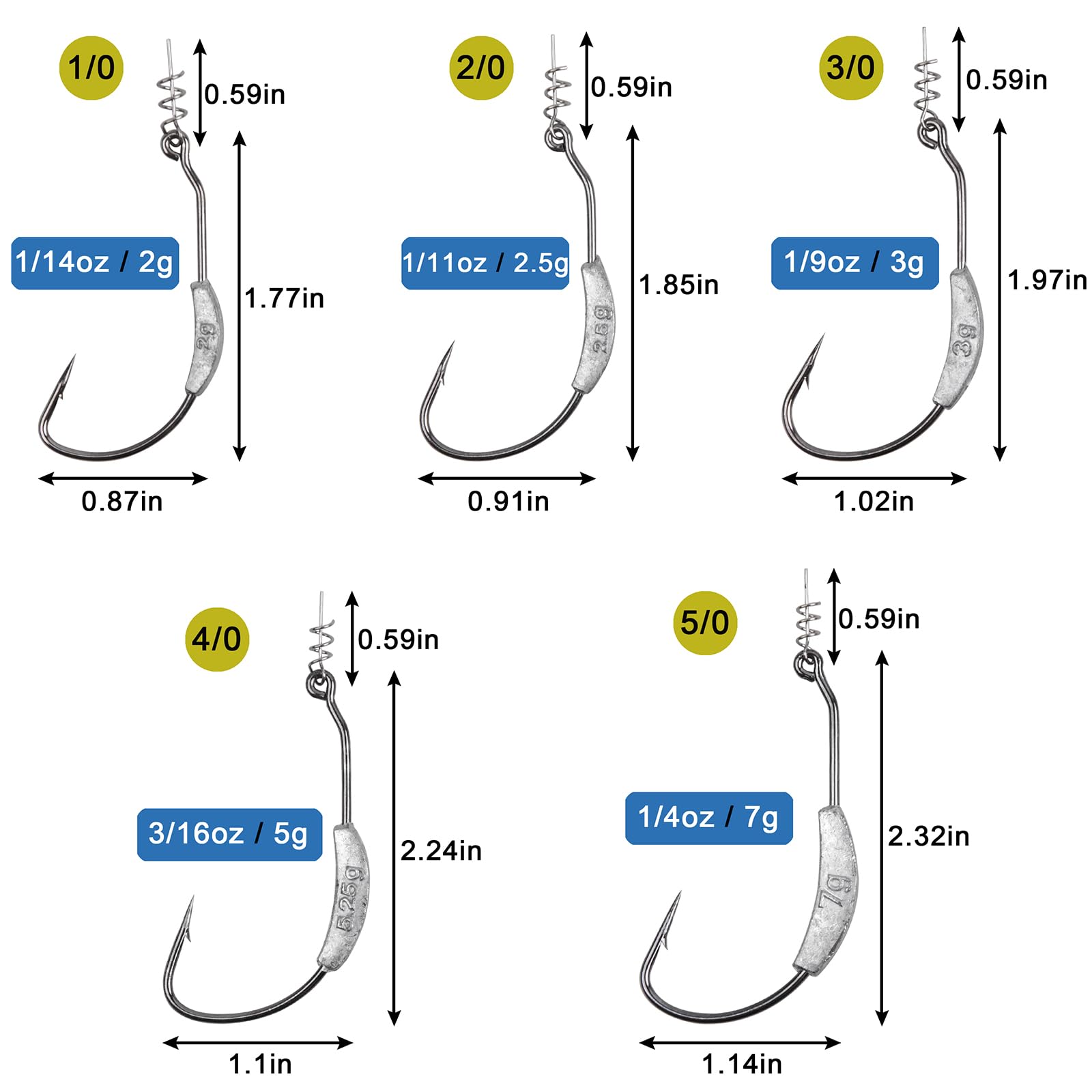 Weighted Swimbait Hooks with Twist Lock - Bass Fishing Jig Heads for Soft Plastic Worms (Sizes 1/0-5/0) - Perfect for Freshwater & Saltwater Fishing, Kayak Angling, and Tournament Bass Fishing