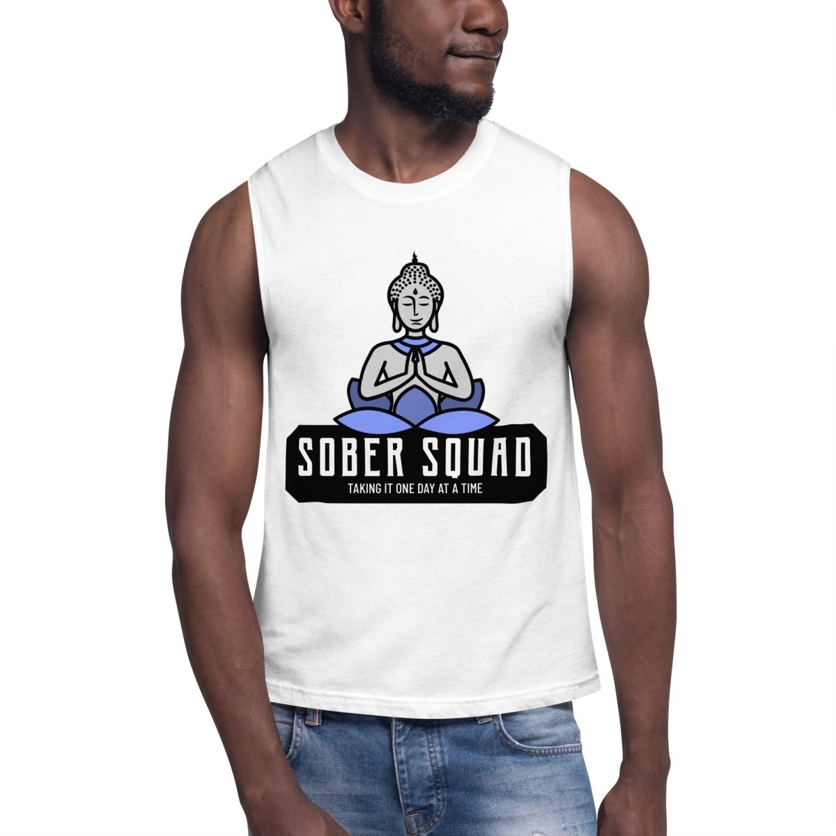 Sober Squad Men's Muscle Shirt - Workout Tank Top for Gym, Running & Fitness Training - Breathable Quick-Dry Activewear for Men
