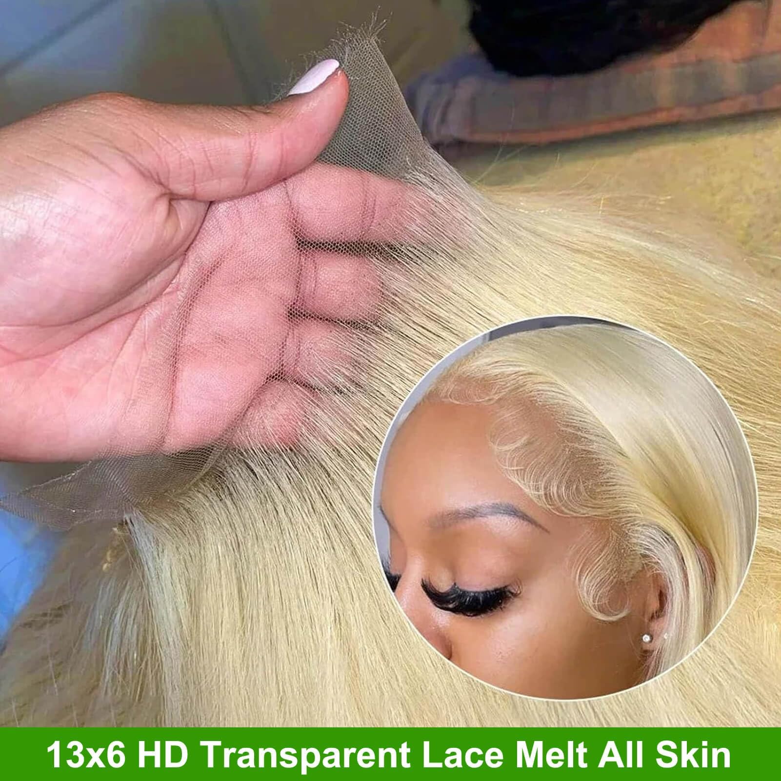 613 Blonde 13x6 HD Lace Front Wig - 30 Inch Straight Brazilian Human Hair Wig with Pre-Plucked Hairline & 180 Density (Glueless, Transparent Lace) - Perfect for Daily Wear, Cosplay, and Special Occasions