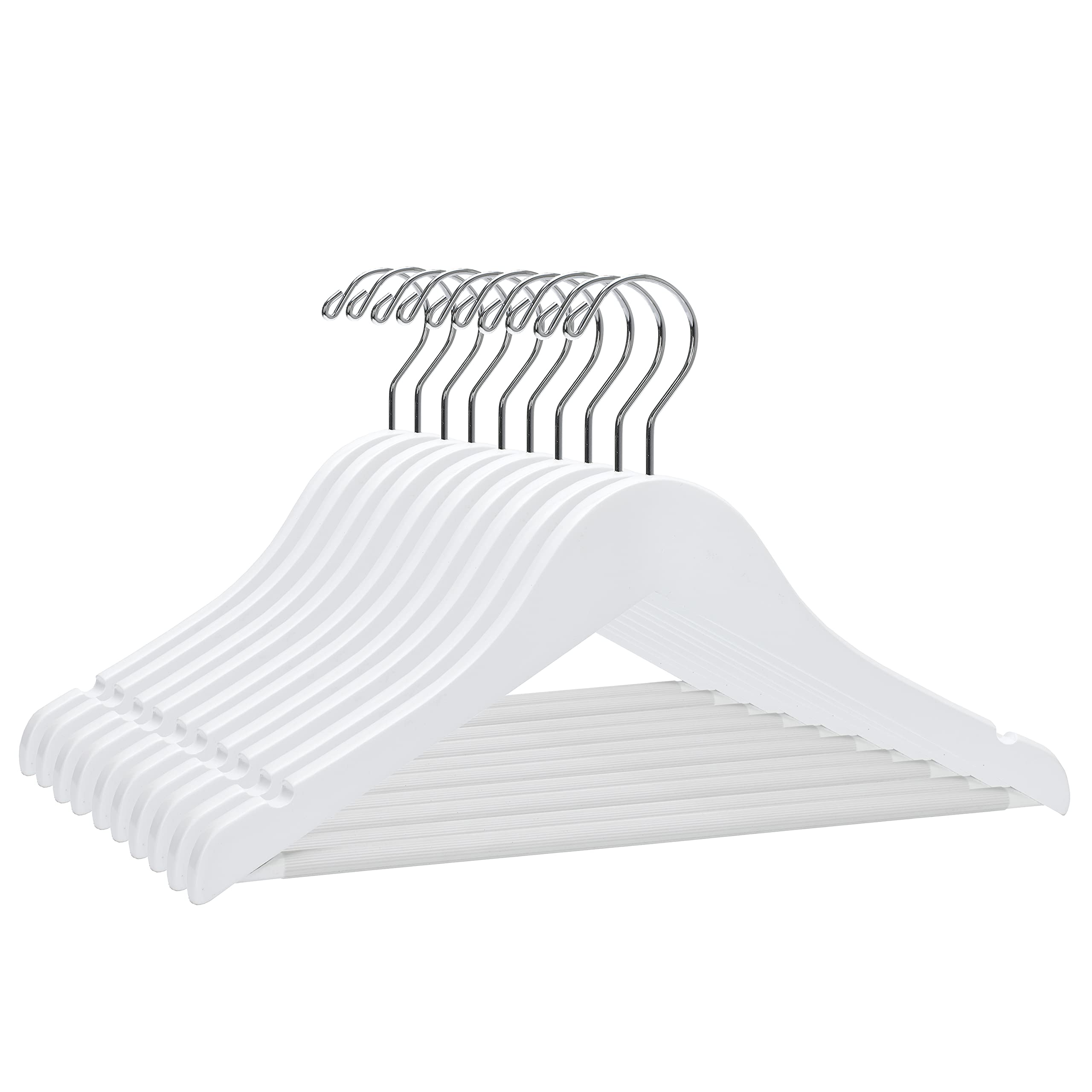 20 Pack Kids Wooden Hangers 14 Inches - Premium Quality Youth Clothes Hangers with Curved Shoulder, Swivel Chrome Hook & Non-Slip Notches for Junior/Preteen Wardrobe Organization (White) - Perfect for Closet, Nursery, Dorm Room & Travel Storage