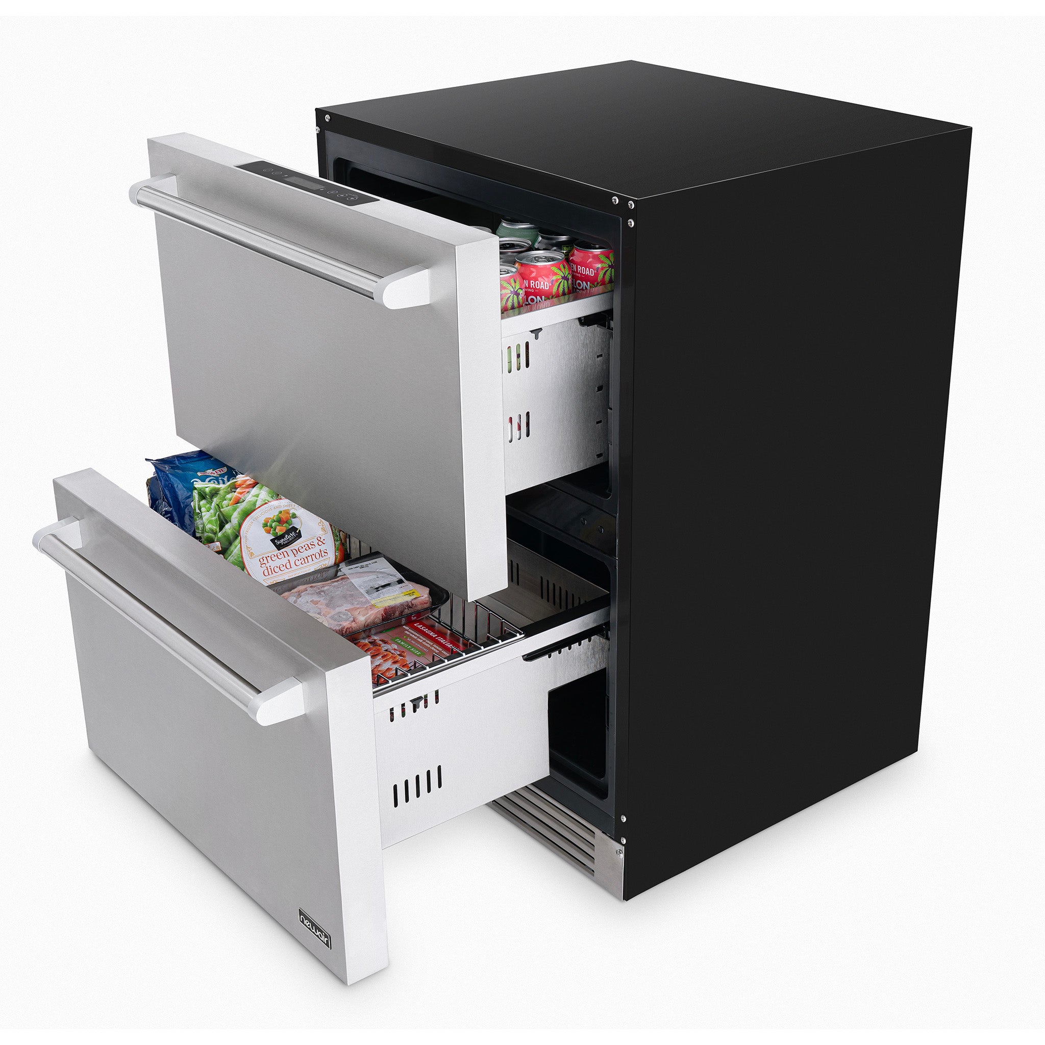 Newair® 24 Inch Undercounter Dual Zone Freezer & Refrigerator - Compact Stainless Steel Appliance for Kitchen, Bar, or Garage - Perfect for Storing Food, Drinks, and Frozen Goods