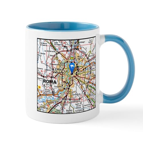 White/Blue Inside - Map Of Rome Italy Mugs