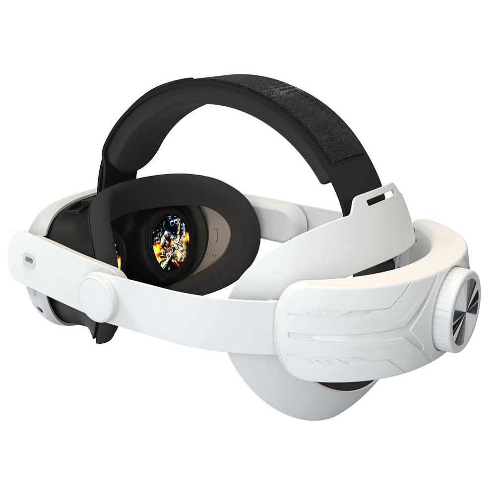 CRGANGZY Adjustable Head Strap for Meta Quest 3 - Lightweight Comfortable Replacement Headband Reduces Face Pressure - Ergonomic Design (White) - Perfect for VR Gaming, Workouts & Extended Play Sessions