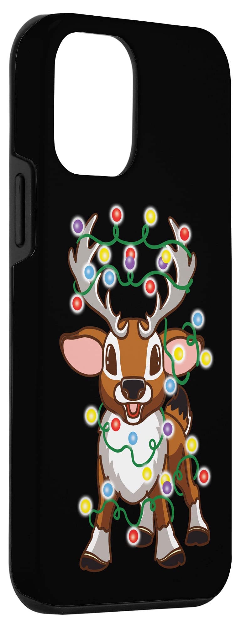 iPhone 12 Mini Christmas Case - Cute Reindeer & Santa Design with Festive Lights | Perfect Holiday Gift & Winter Protection for Your Phone