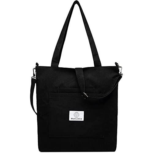 Makukke Corduroy Tote Bag for Women - Large Capacity Shoulder Handbag & Shopping Tote | Perfect for Work, Travel, and Daily Errands