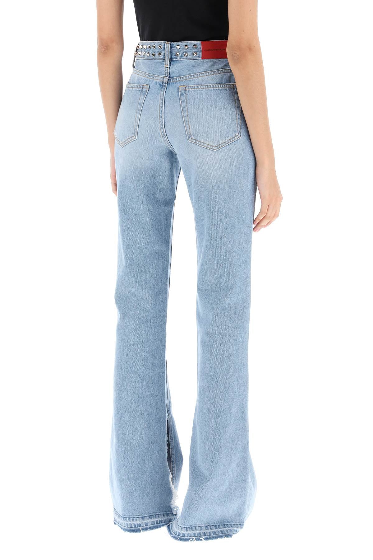 Alessandra Rich Flared Jeans with Studs - High Waist Distressed Denim Pants for Women | Perfect for Casual Outfits, Parties & Night Out