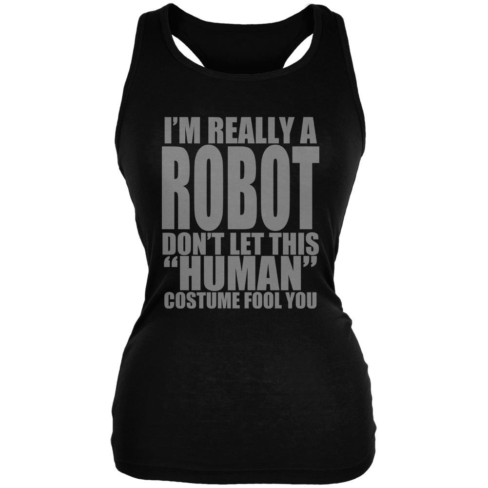 Old Glory Halloween Human Robot Costume - Junior's Soft Tank Top in Black Size MD | Perfect for Halloween Parties, Cosplay Events & Themed Costume Contests