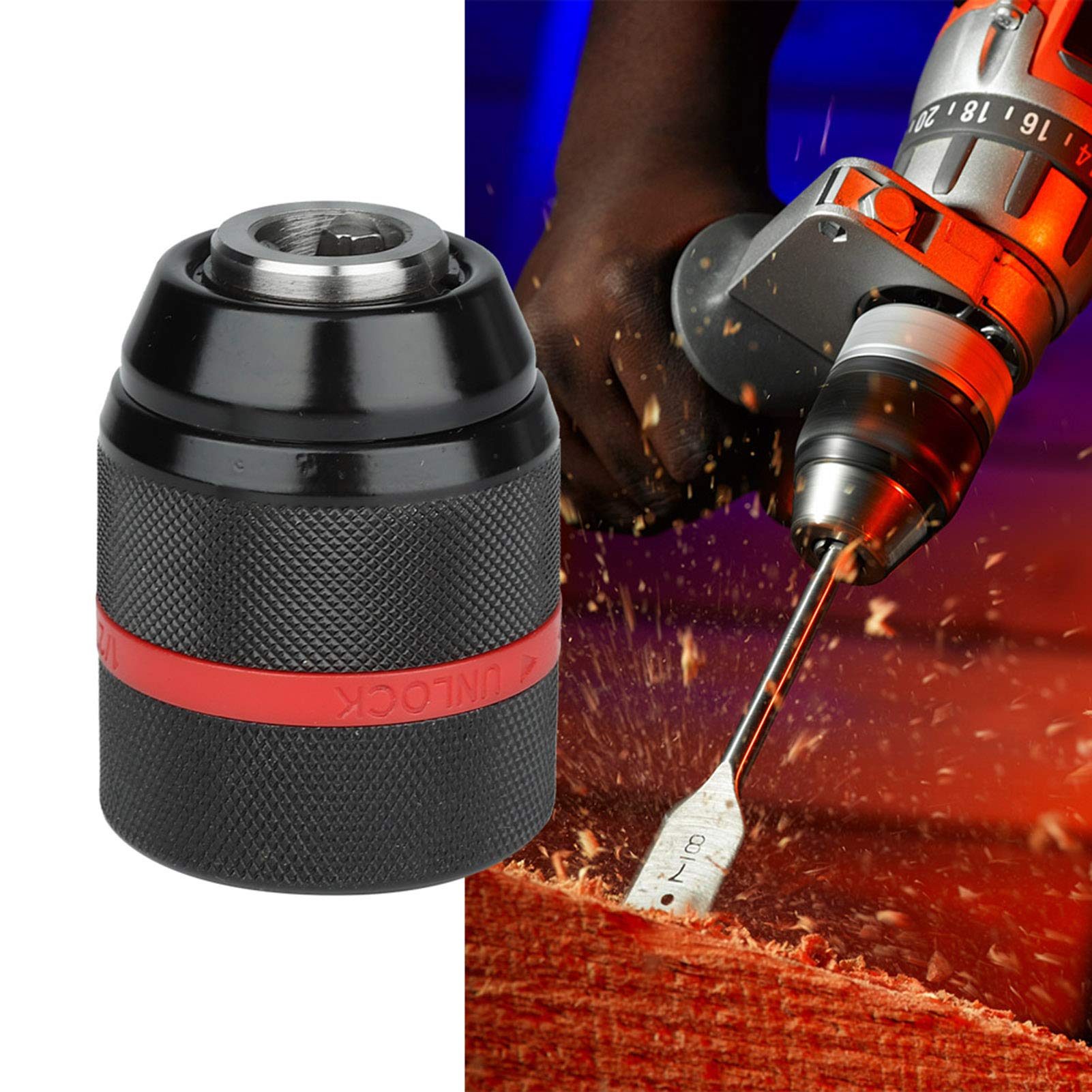 Self-Tightening Drill Chuck Adapter 12-20UNF | Hand Drill Accessory for Woodworking, Metalworking & DIY Projects | Easy Installation for Beginners