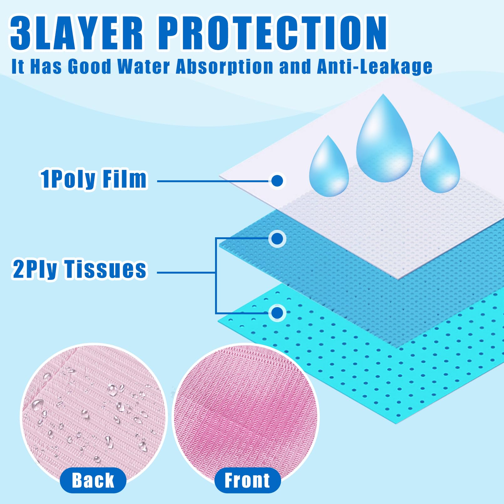 250Pcs Disposable Pink Dental Bibs - 3 Ply Waterproof Tattoo & Piercing Bibs, Soft Fluid-Resistant Table Covers for Dentist Patients (13”x18”) - 2 Packs of 125 - Ideal for Dental Clinics, Tattoo Parlors & Baby Feeding