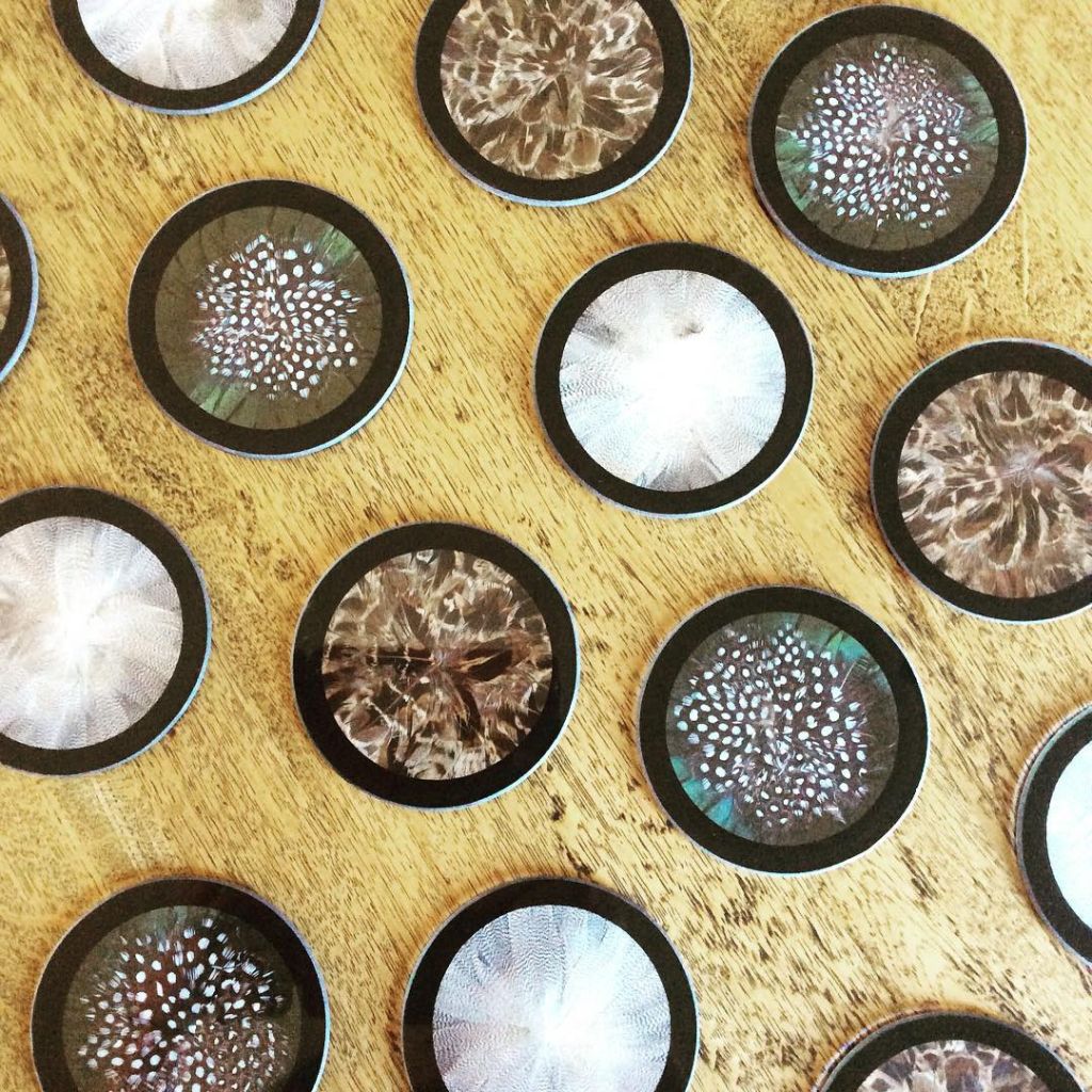 Premium Mixed Feather Coasters Set of 6 - Natural Decorative Drink Coasters for Coffee Table, Bar, and Home Décor - Perfect for Parties, Weddings, and Rustic Themed Events