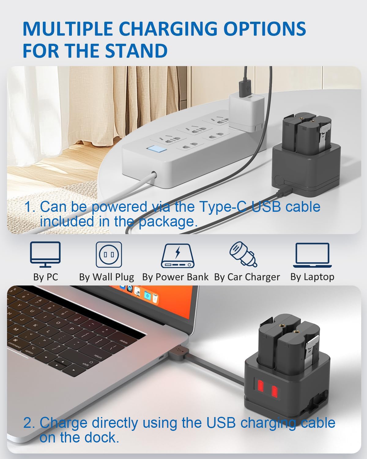 Ring Battery Charger Station & Dock - Compatible with Ring Doorbell Camera 2/3/3 Plus/4, Peephole Cam, Spotlight Cam (Batteries Not Included) - Black - Keep Your Ring Devices Powered for Home Security & Smart Monitoring